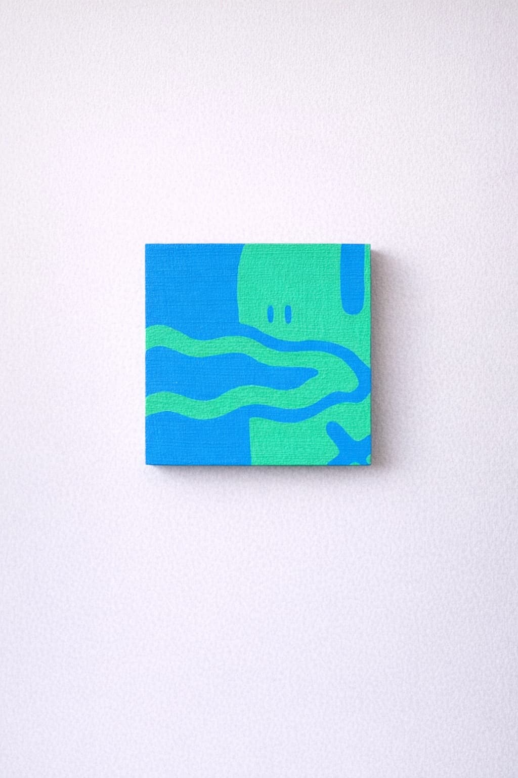 Entenbüste Blau-Grün – Acryl auf Holz, 10×10 cm – Entenjagd im Atrium Gesundheitszentrum Holzkirchen